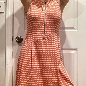 Striped coral midi sundress, business casual